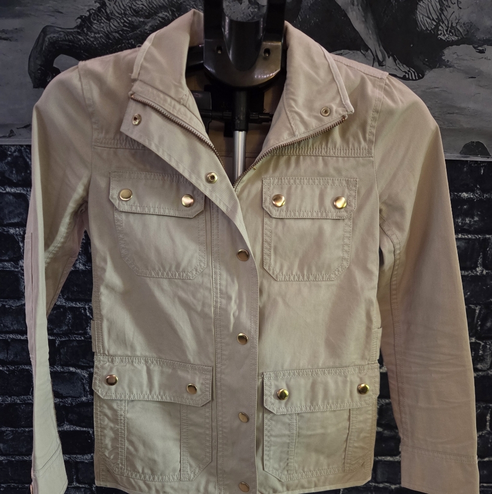 J. Crew Utility Jacket in Tan with Gold Buttons